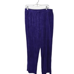 Vintage‎ The Quacker Factory Purple Velvet Pants 1X Classic Casual Lounge Y2K